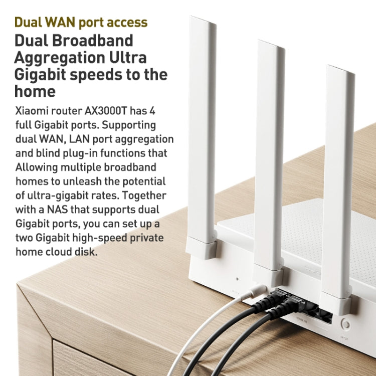 Original Xiaomi AX3000T 2.4GHz/5GHz Dual-band 1.3GHz CPU Router Supports NFC Connection, US Plug Original Xiaomi AX3000T 2.4GHz/5GHz Dual-band 1.3GHz CPU Router Supports NFC Connection, US Plug